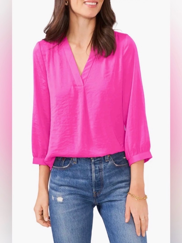 Nwt Vince Camuto Women's V-Neck 3/4-Sleeve Top